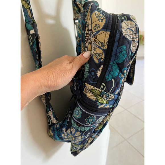 Vera Bradley Backpack Quilted Blue Tapestry Retired Pattern Retro - Picture 2 of 11